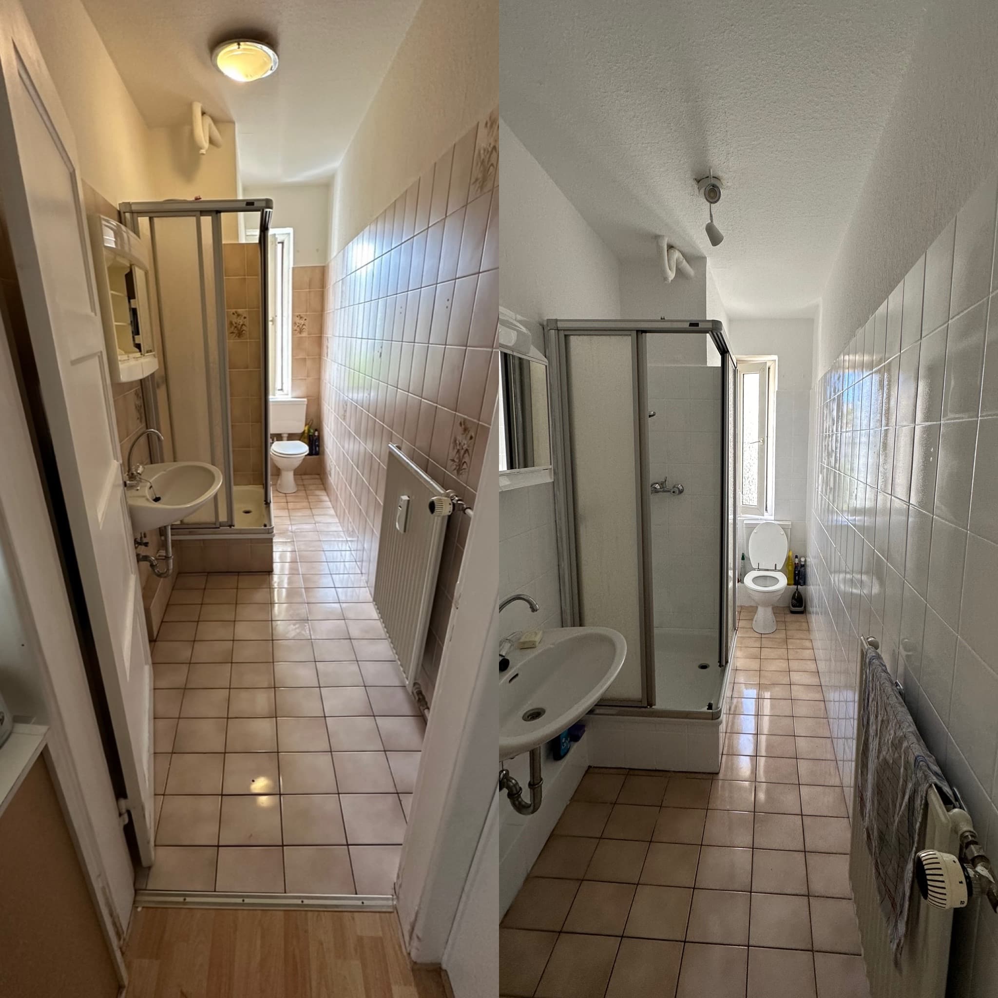 Badezimmer vor und nach Renovierung